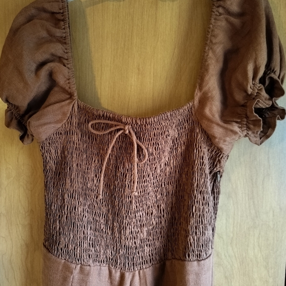 Faithful the Brand 100% Linen Smocked Coquette Princess Orange Jumpsuit NWT 10 - Picture 3 of 14